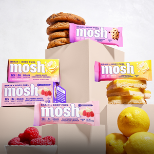 MOSH protein bar delicious flavors featuring brain boosting ingredients