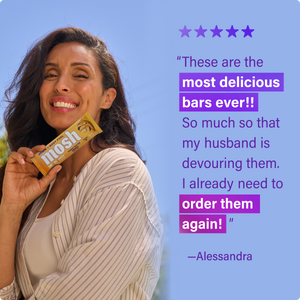 MOSH protein bar customer 5-star review for variety pack