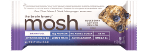 front side of the blueberry almond crunch mosh bar