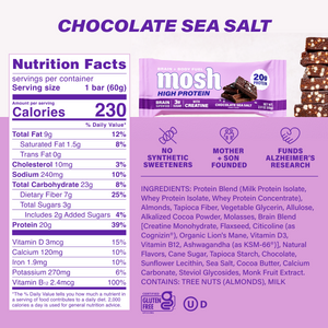 MOSH High Protein Chocolate Sea Salt bar wrapper