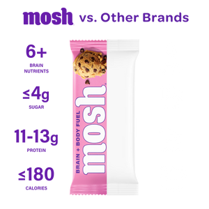 MOSH Cookie Dough Crunch brain health protein bar compared with other protein bars