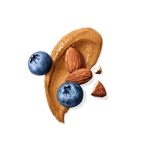 images of the ingredients for the Blueberry Almond Crunch flavored bar